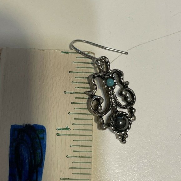 avon open work silver tone faux turquise hematite - Picture 5 of 5